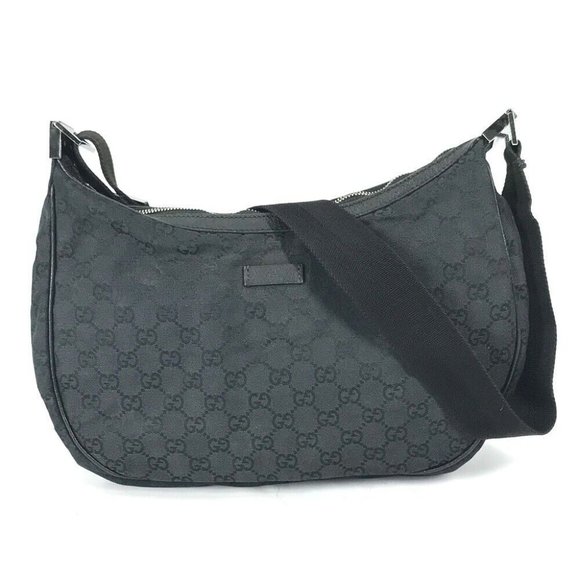 GUCCI GG Crossbody bag Shoulder Bag Leather/Canvas Black - Picture 1 of 16